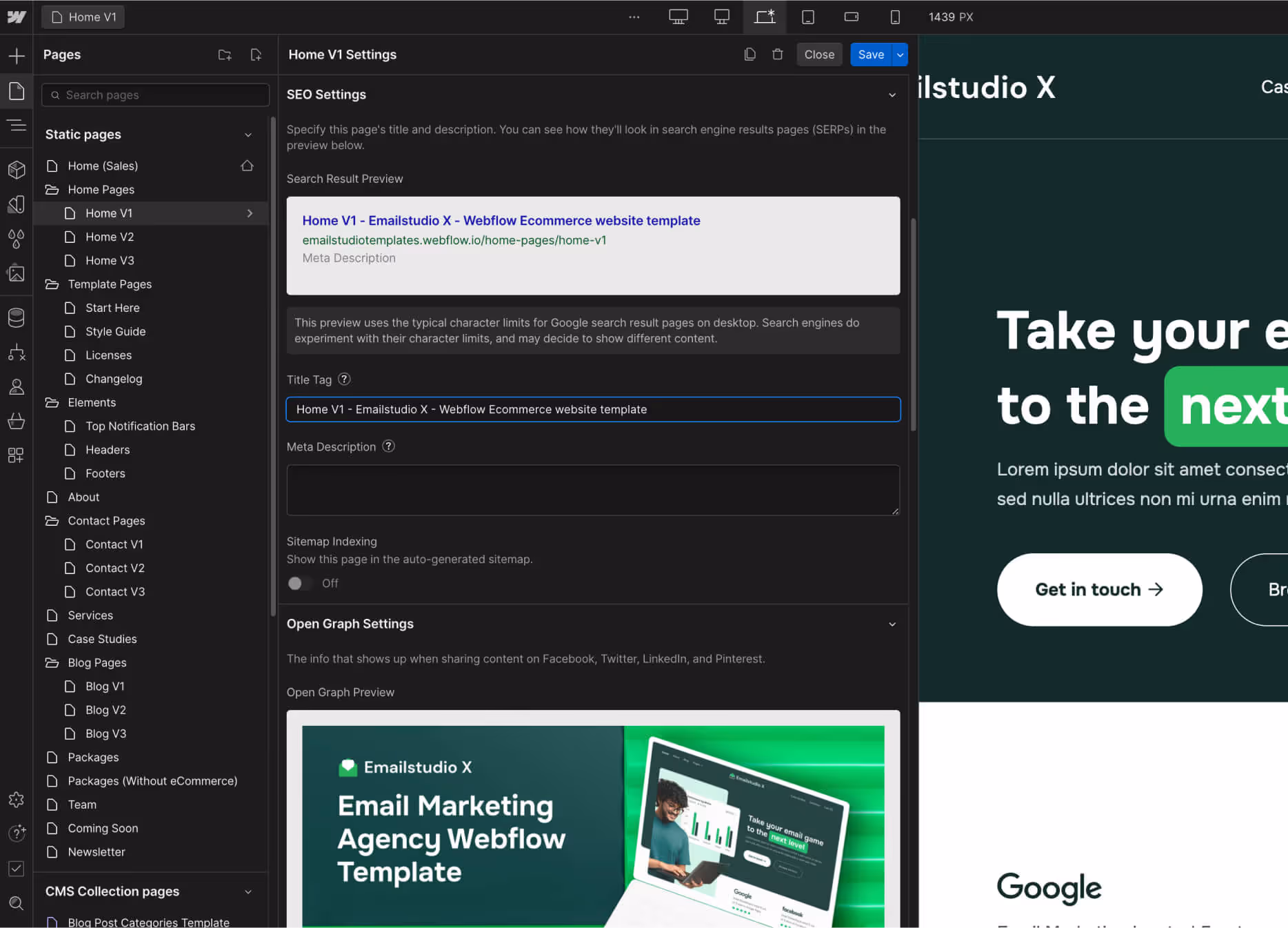 SEO - Emailstudio X Webflow Template
