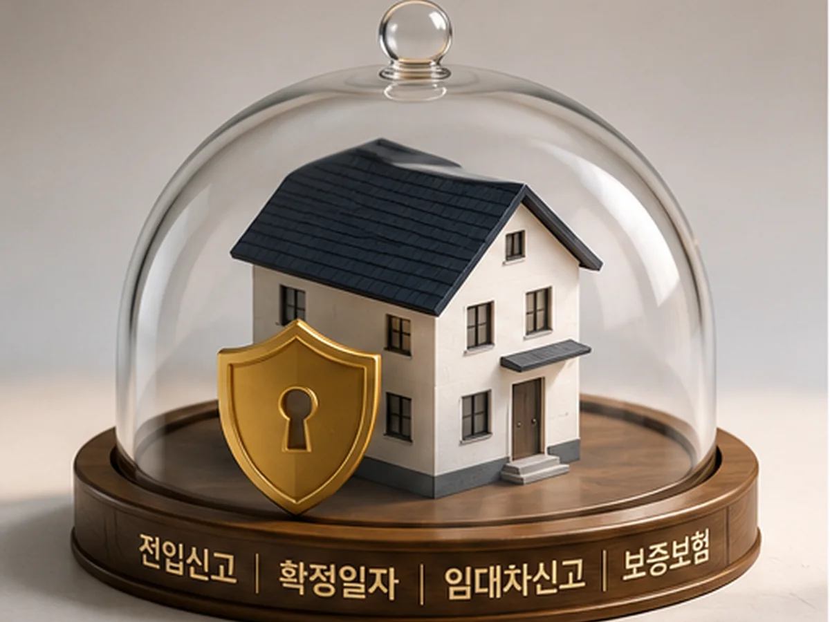 AI-generated illustration of a house and protective shield under a glass dome.
