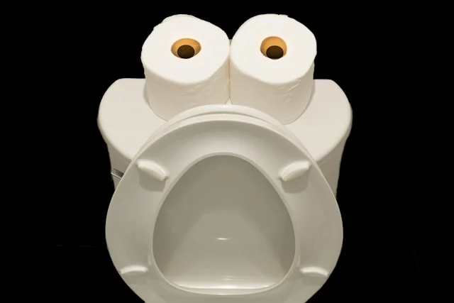 A toilet seat with two rolls of toilet paper against a black background. Photo by Earl Wilcox on Unsplash