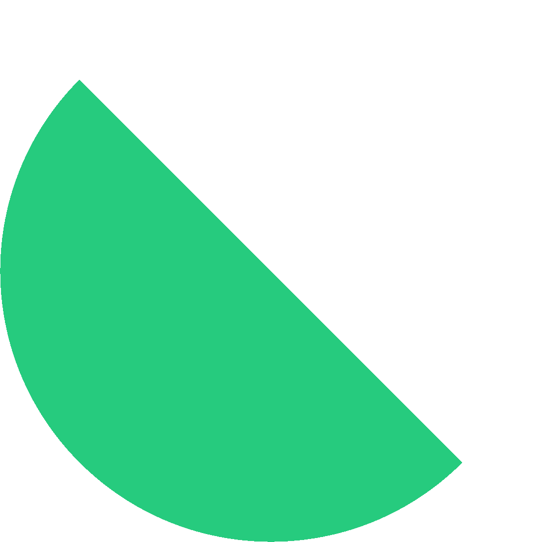 Green quarter circle shape oriented with curved edge on left and flat edges on top and right.