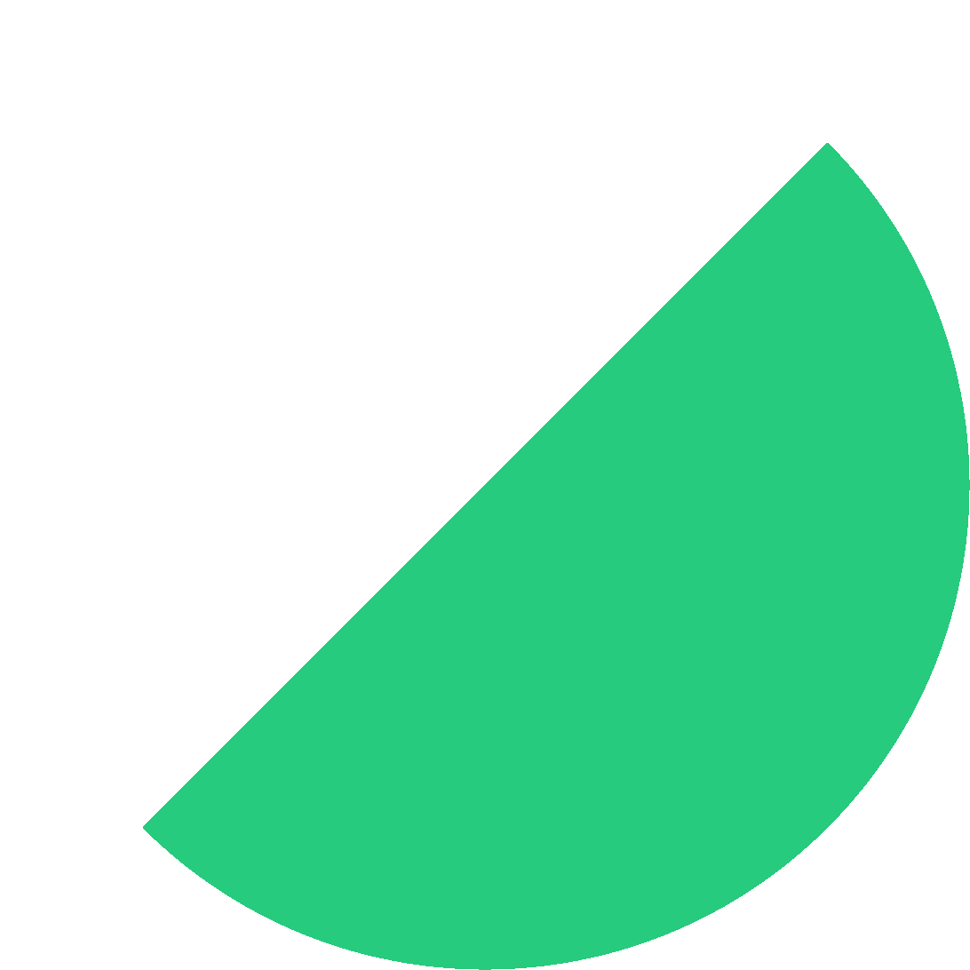 Green quarter circle shape on a white background.