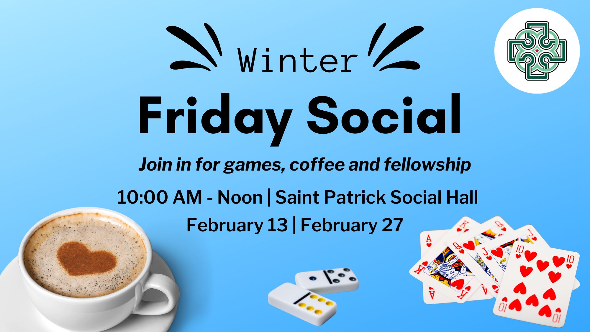 Join the fun on select Fridays throughout the year for games, coffee and fellowship at our Friday Socials. 