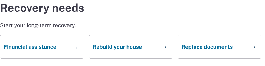 The "Recovery needs" module on subpages.