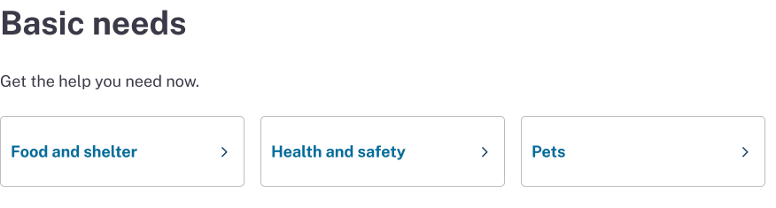 The "Basic needs" module on subpages.