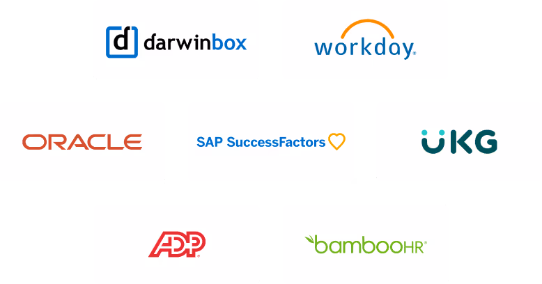 Collection of partner logos including Oracle, ADP, UKG and others