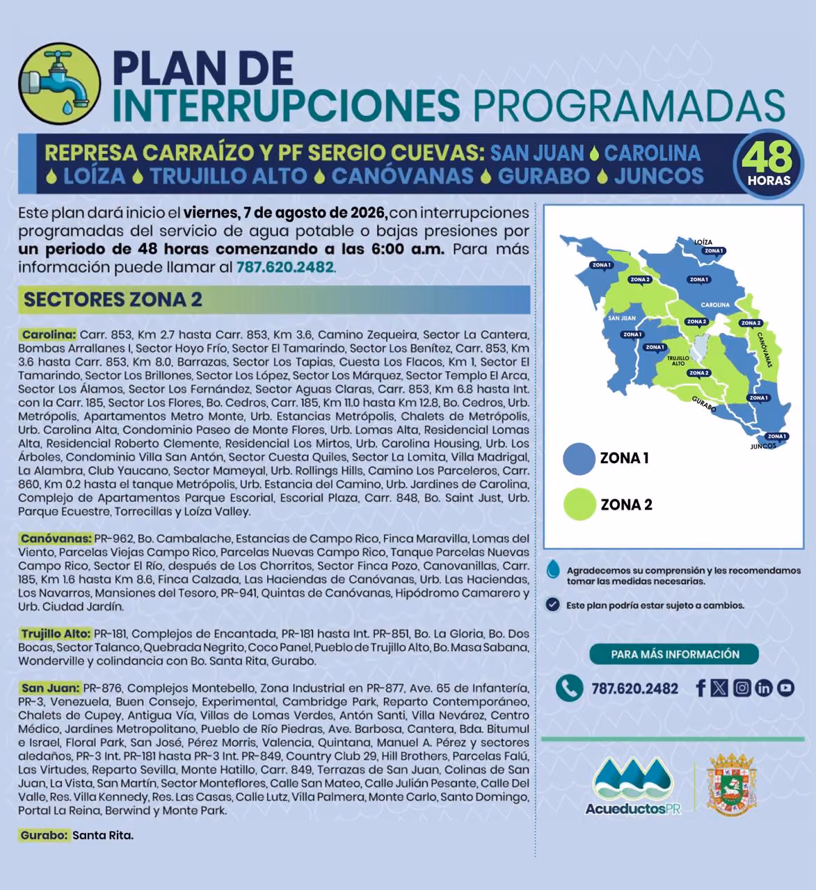 Imagen de plan de interrupciones programadas.