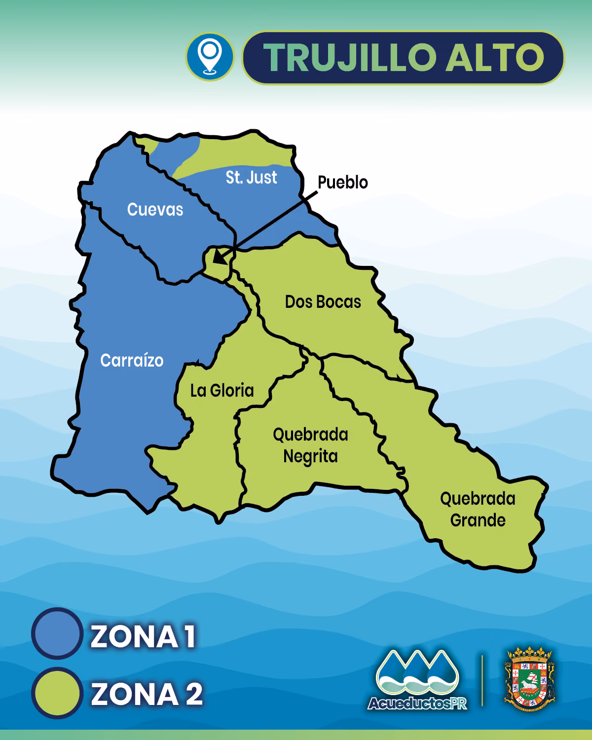 Mapa de la zona de Trujillo alto.