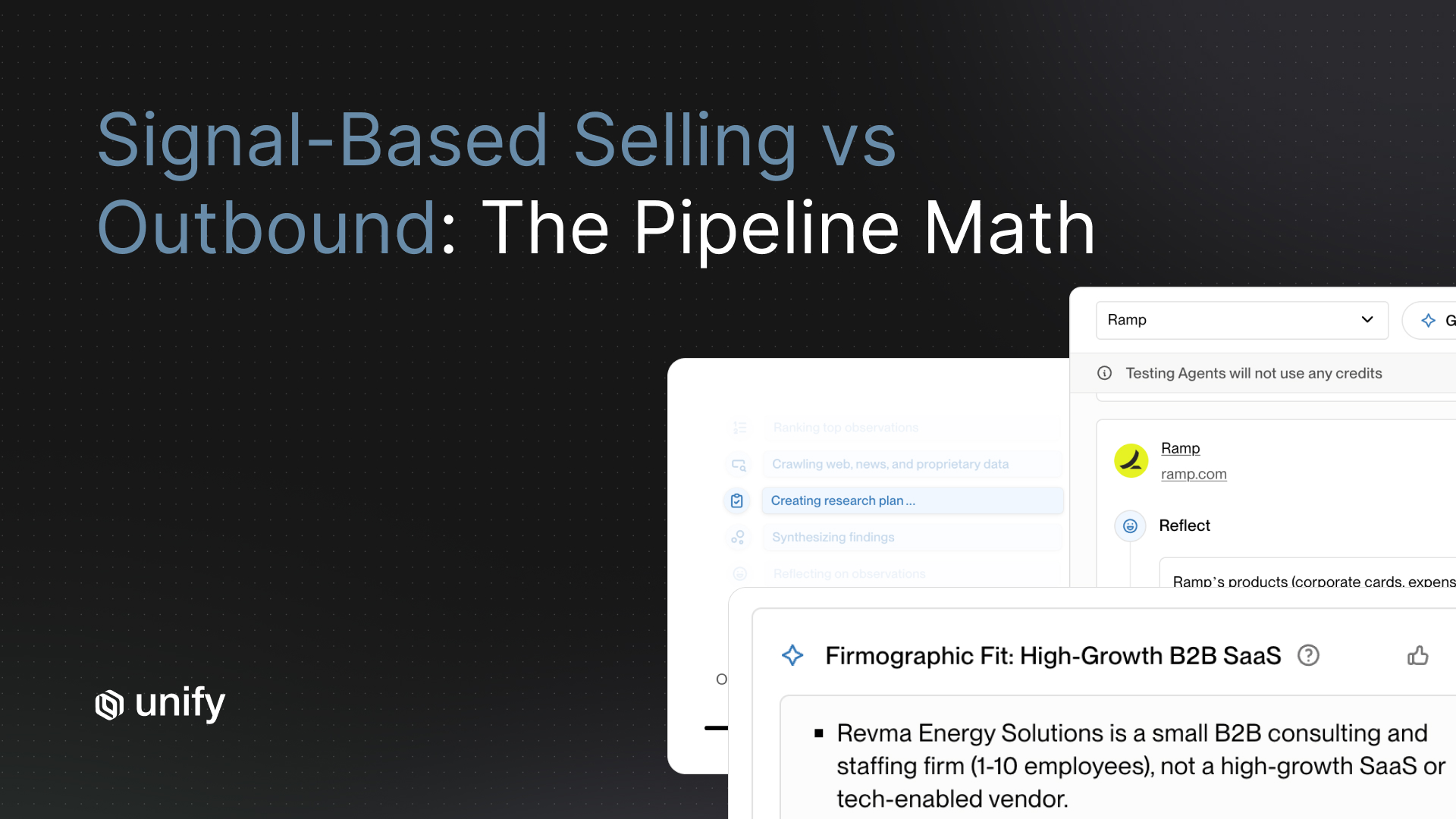 Unify AI agent researching Ramp account with firmographic fit scoring for high-growth B2B SaaS qualification