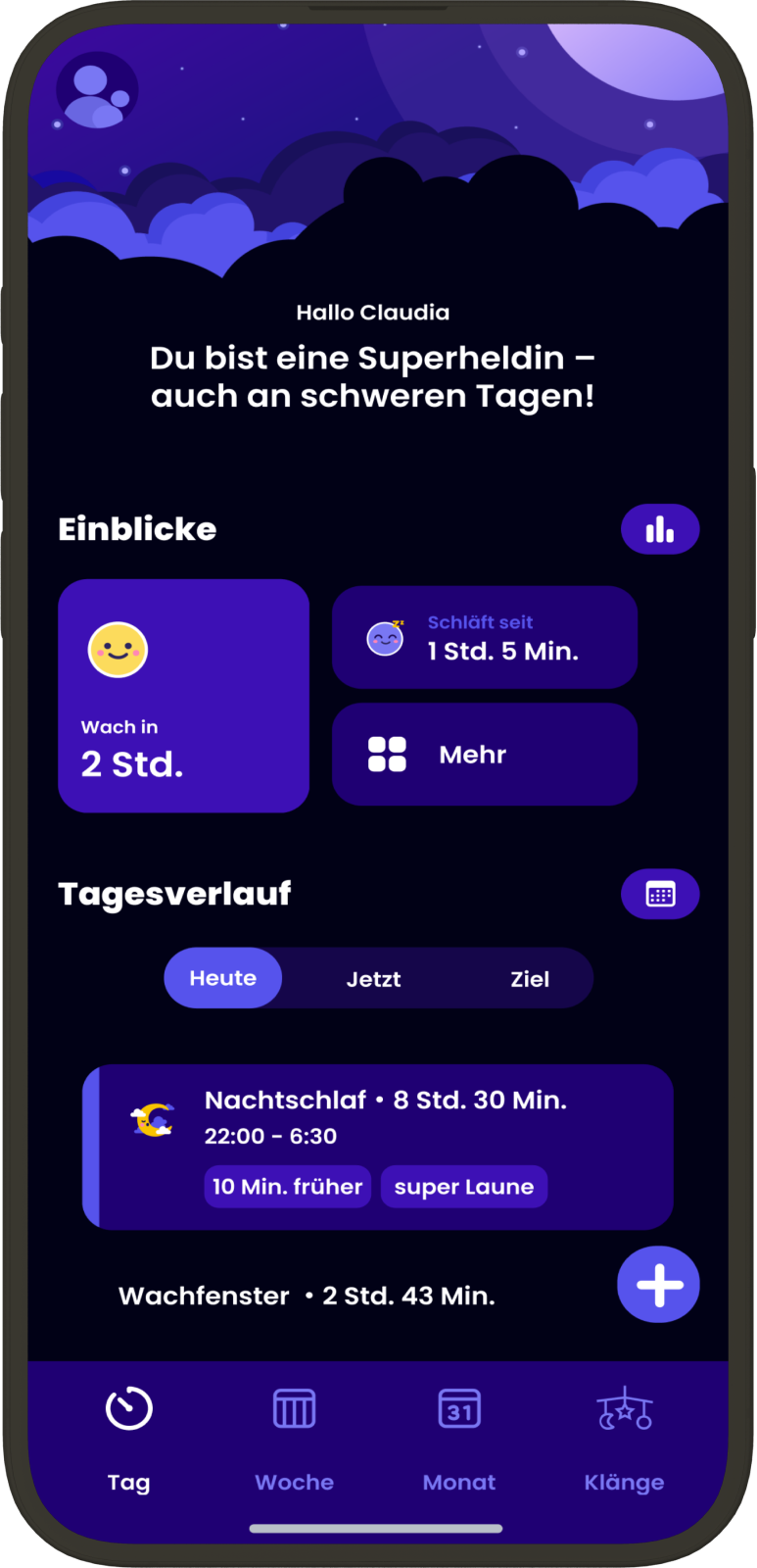 Happy Baby App – Tagesübersicht