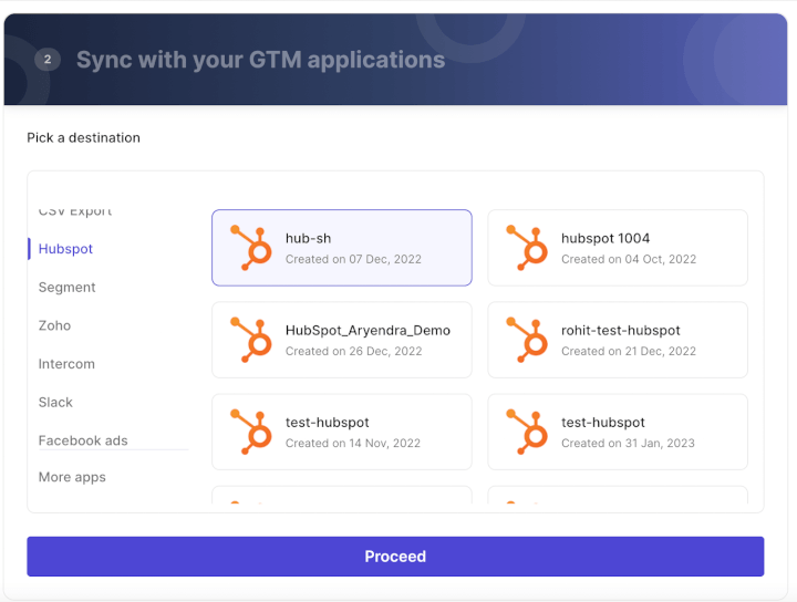 Step 7/7: Sync your product qualified pipeline into your GTM destinations - CRMs, sales & marketing execution tools, and customer engagement platforms.