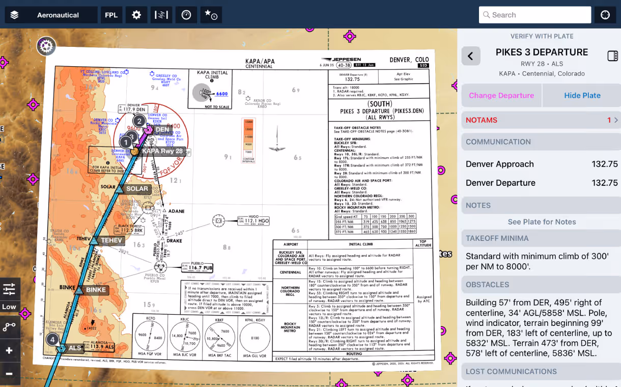 ForeFlight dynamic procedures chart