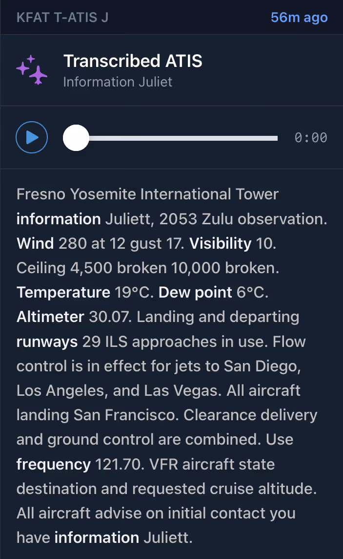 ForeFlgiht transcribed atis visual