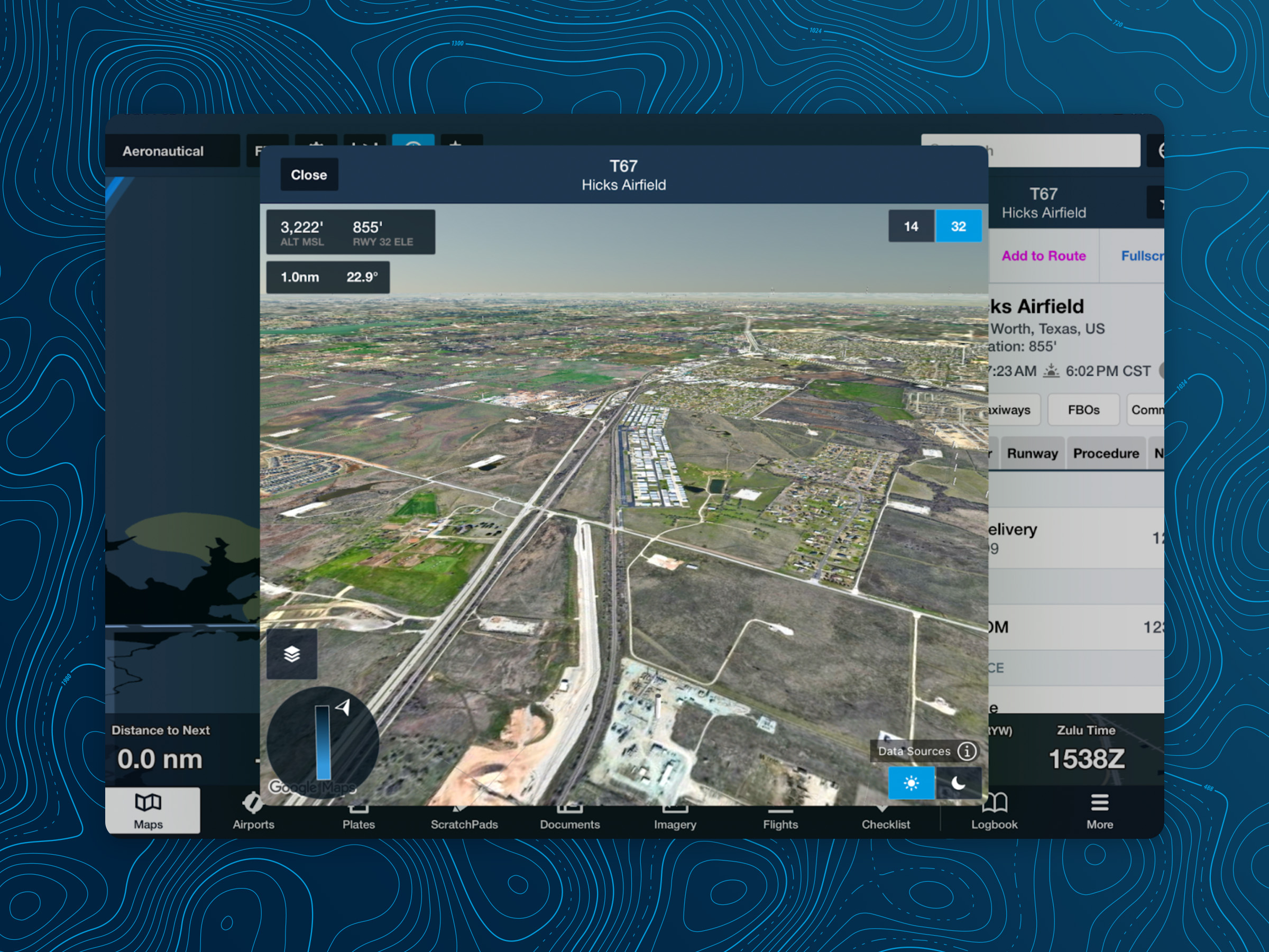 3D view of Hicks Airfield