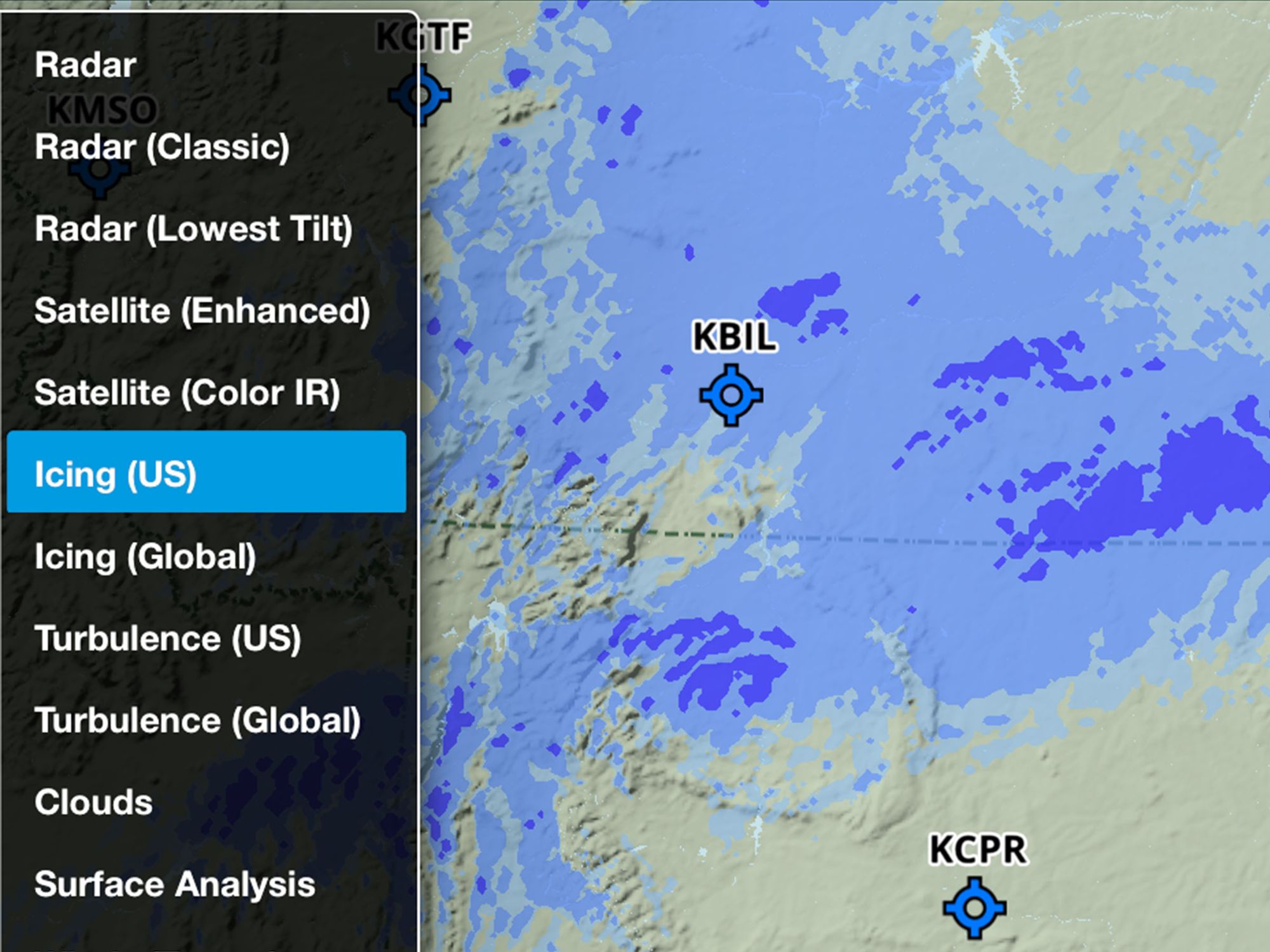 Enhanced US Icing Turbulence Map Layers Icing P 2000 
