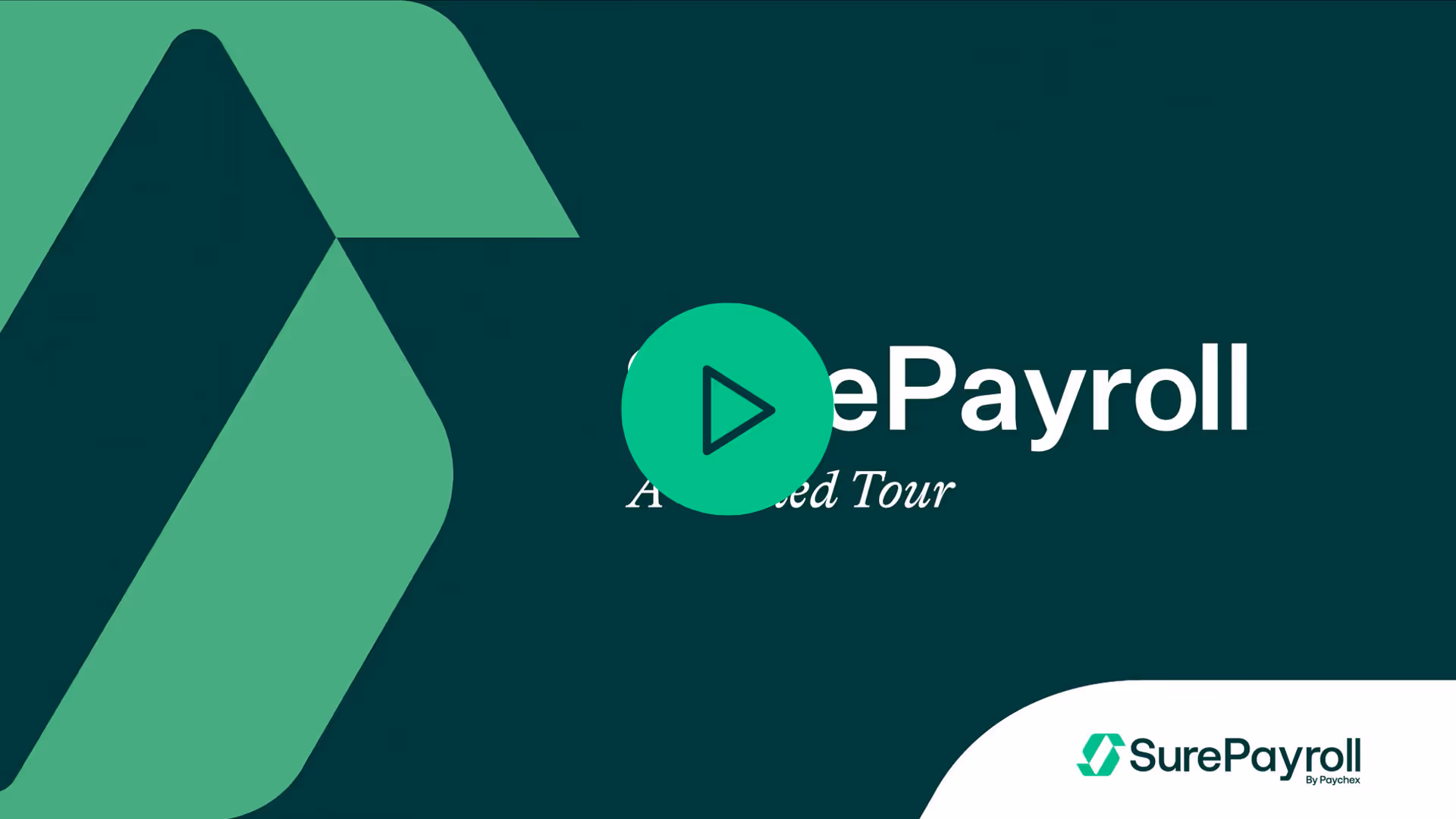 This thumbnail image includes a button to start a video that provides a guided tour of SurePayroll, a payroll software for small business.  