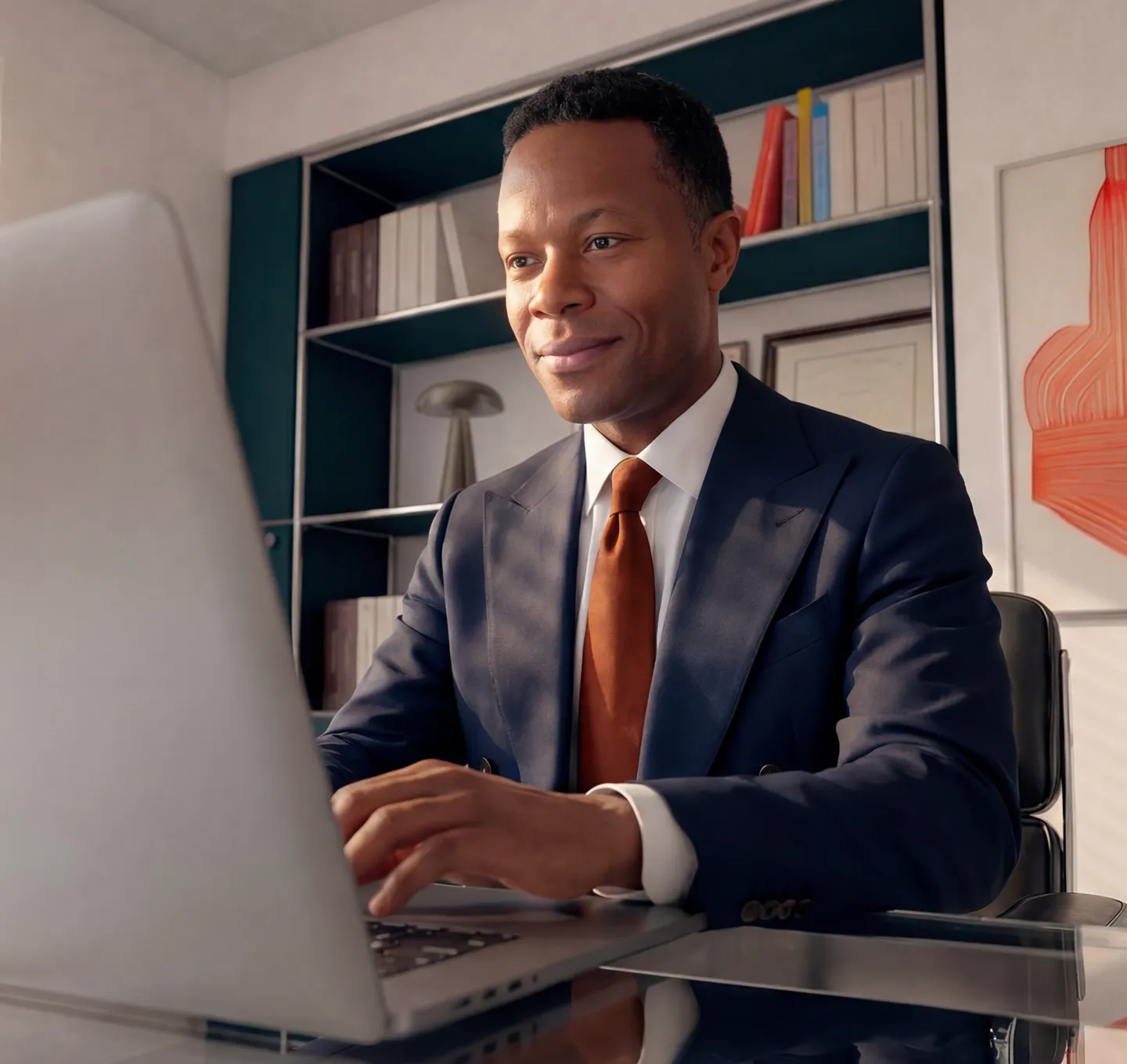 A man working with his laptop