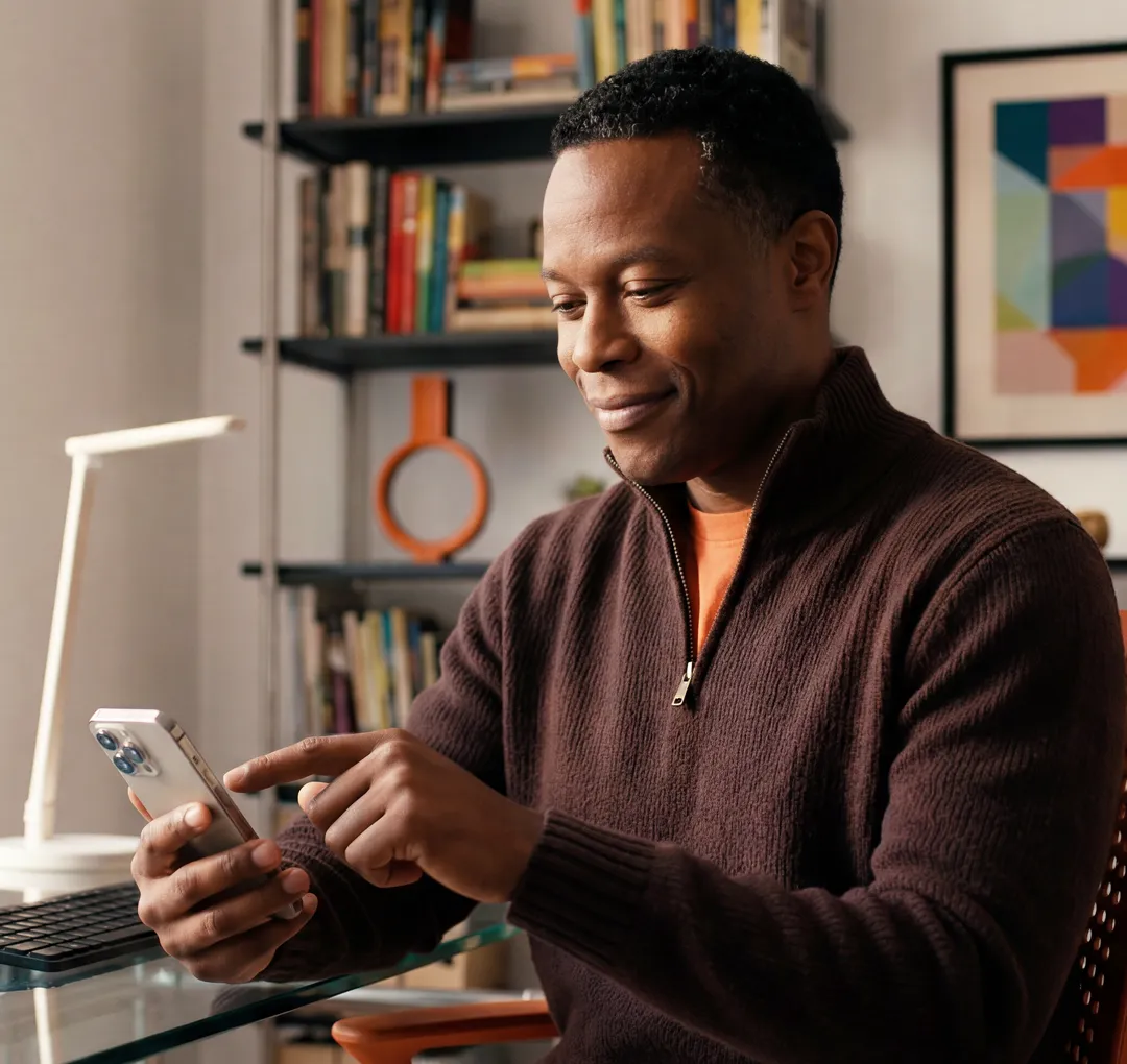 A man working with his mobile