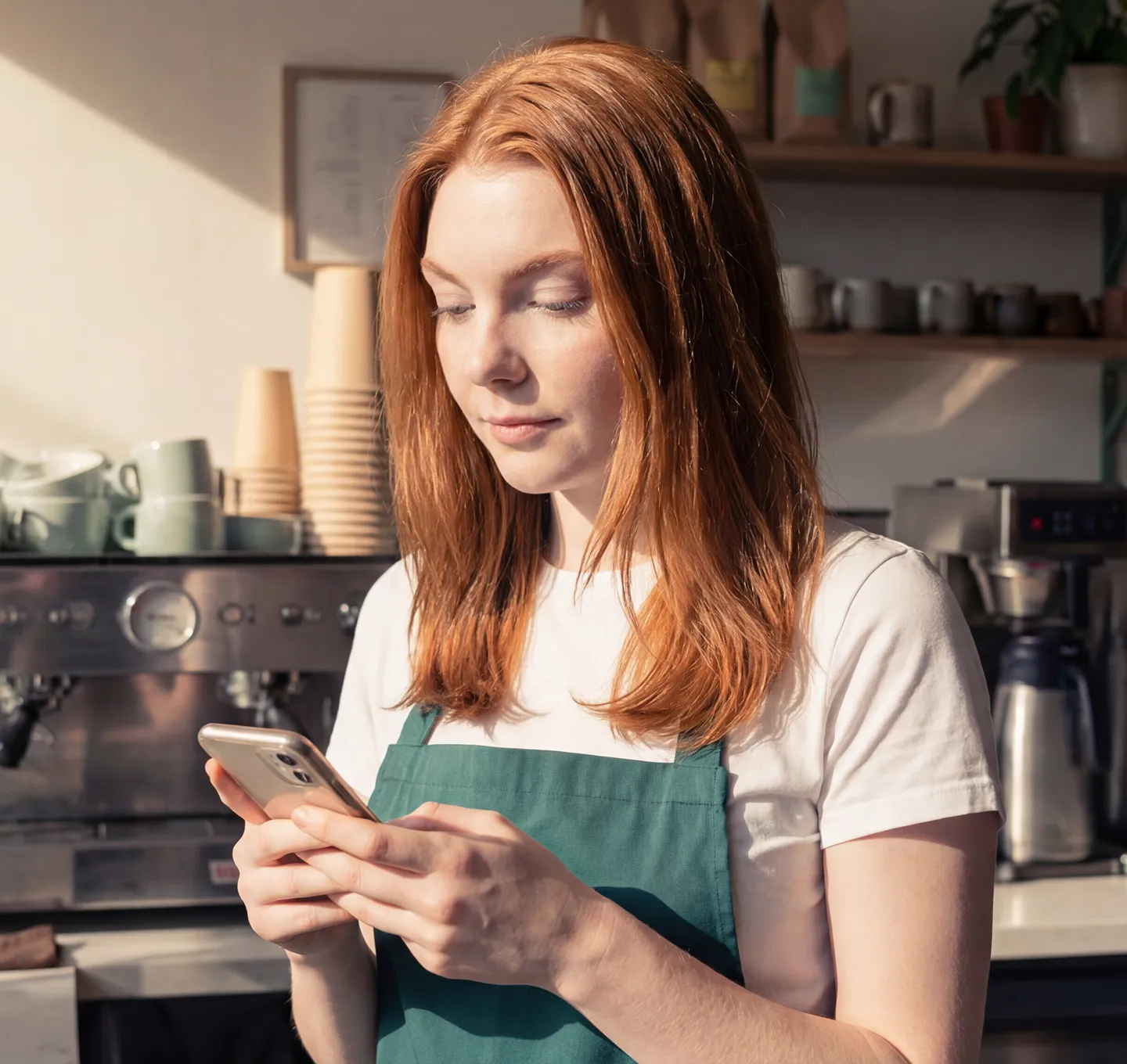 Girl working with her mobile