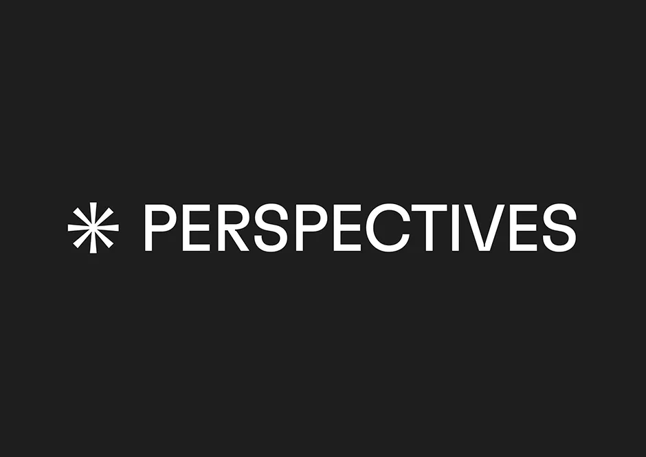 Logo of Perspectives. Asterisk followed by the white lettering "Perspectives" in uppercase letters on a black background.