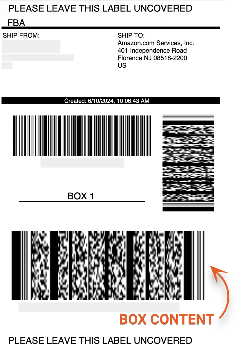 Unified FBA box and box content label