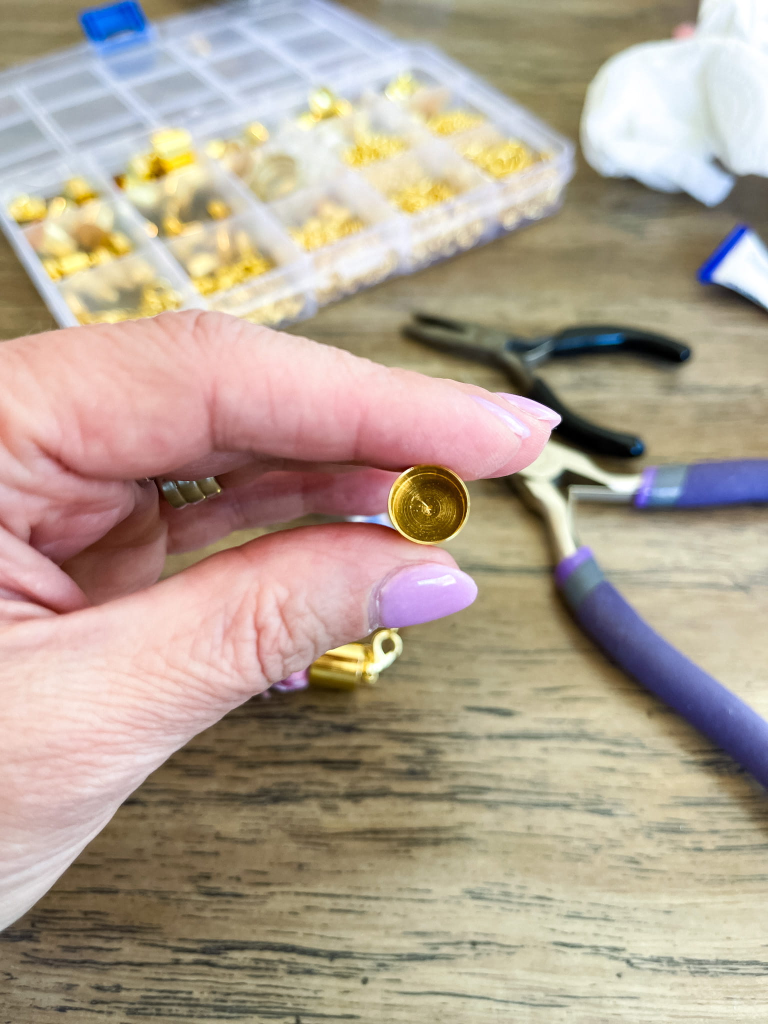 braided fabric with jewelry hardware and jewelry making tools