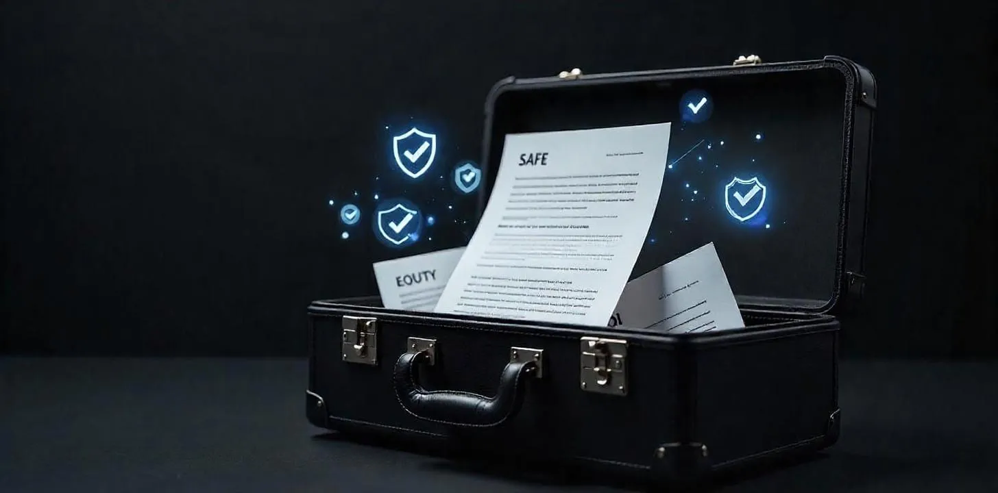 A black briefcase with a white paper inside.