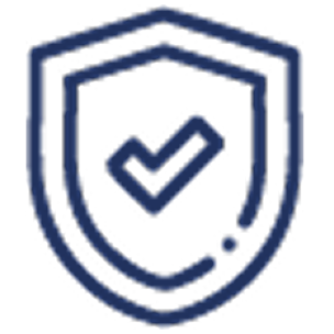 Shield icon with a checkmark symbolizing security or protection.