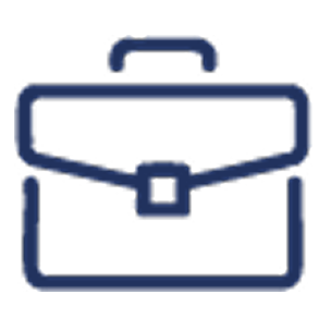 Icon of a briefcase with handle and clasp.