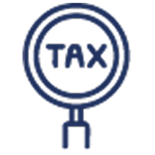Magnifying glass with the word TAX inside, symbolizing tax inspection or audit.