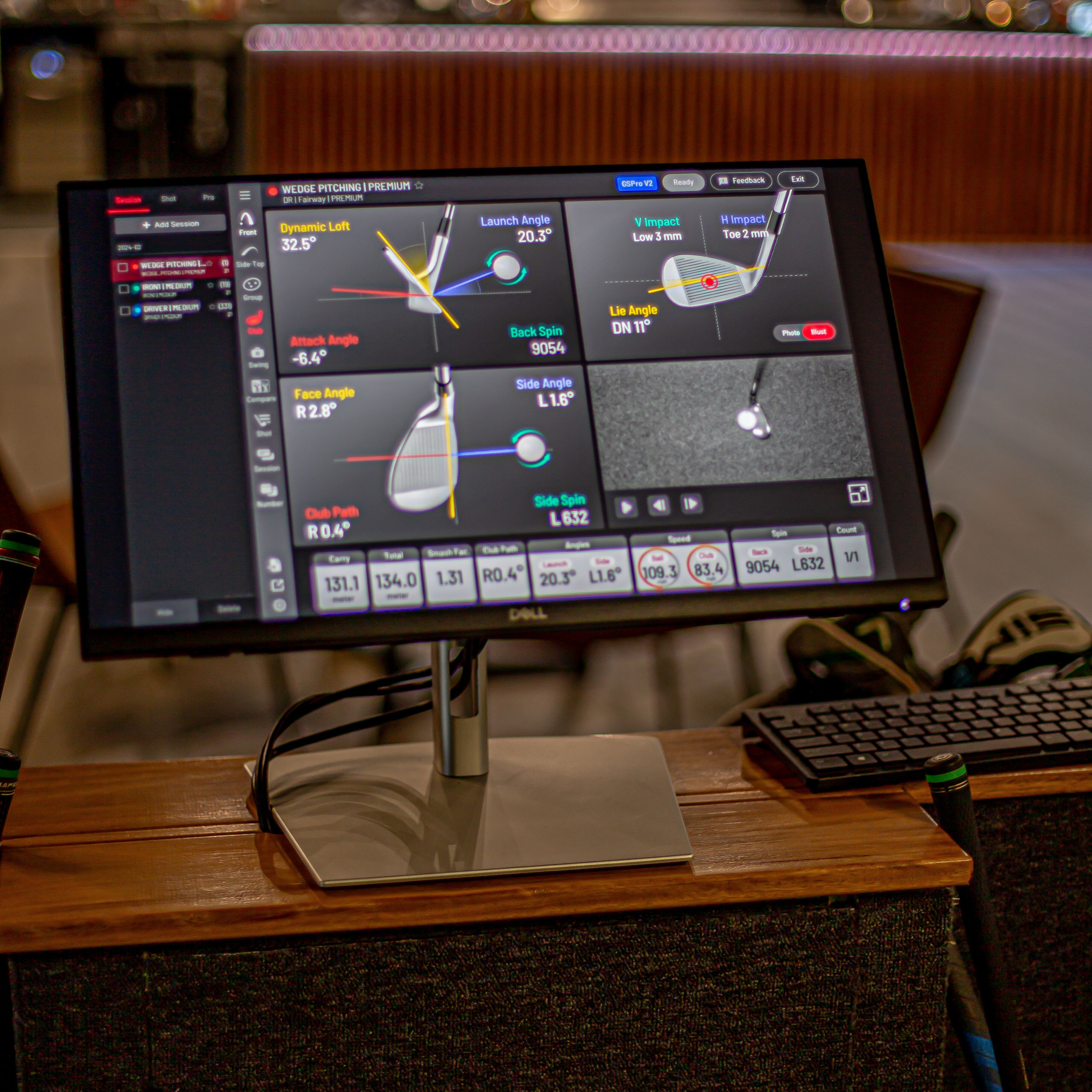 Club face angle and club path data on the View software at Smash Factor Wollongong