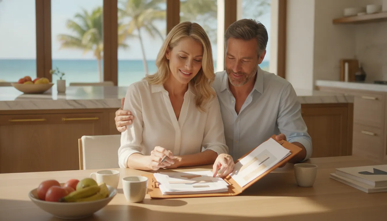 Family reviewing a fractional ownership exit strategy at a vacation home