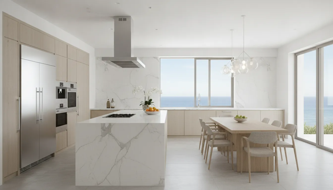 Modern kitchen in a luxury shared home managed professionally to resolve vacation home co-owner disputes