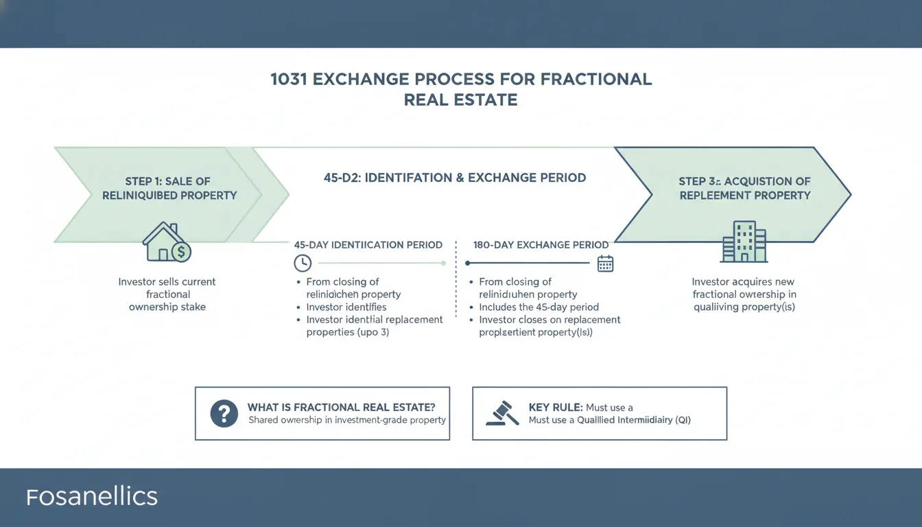 Infographic timeline showing the 45-day identification period and 180-day 1031 exchange window for fractional real estate co-owners