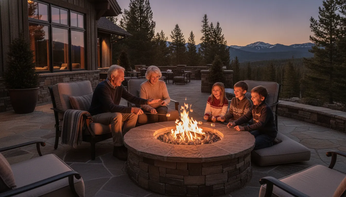 Family gathering at a luxury vacation home
