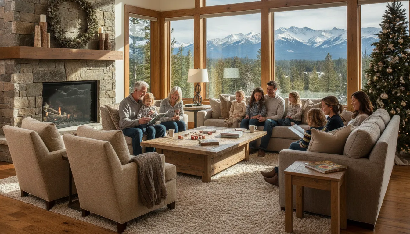 Family gathering in a shared vacation home