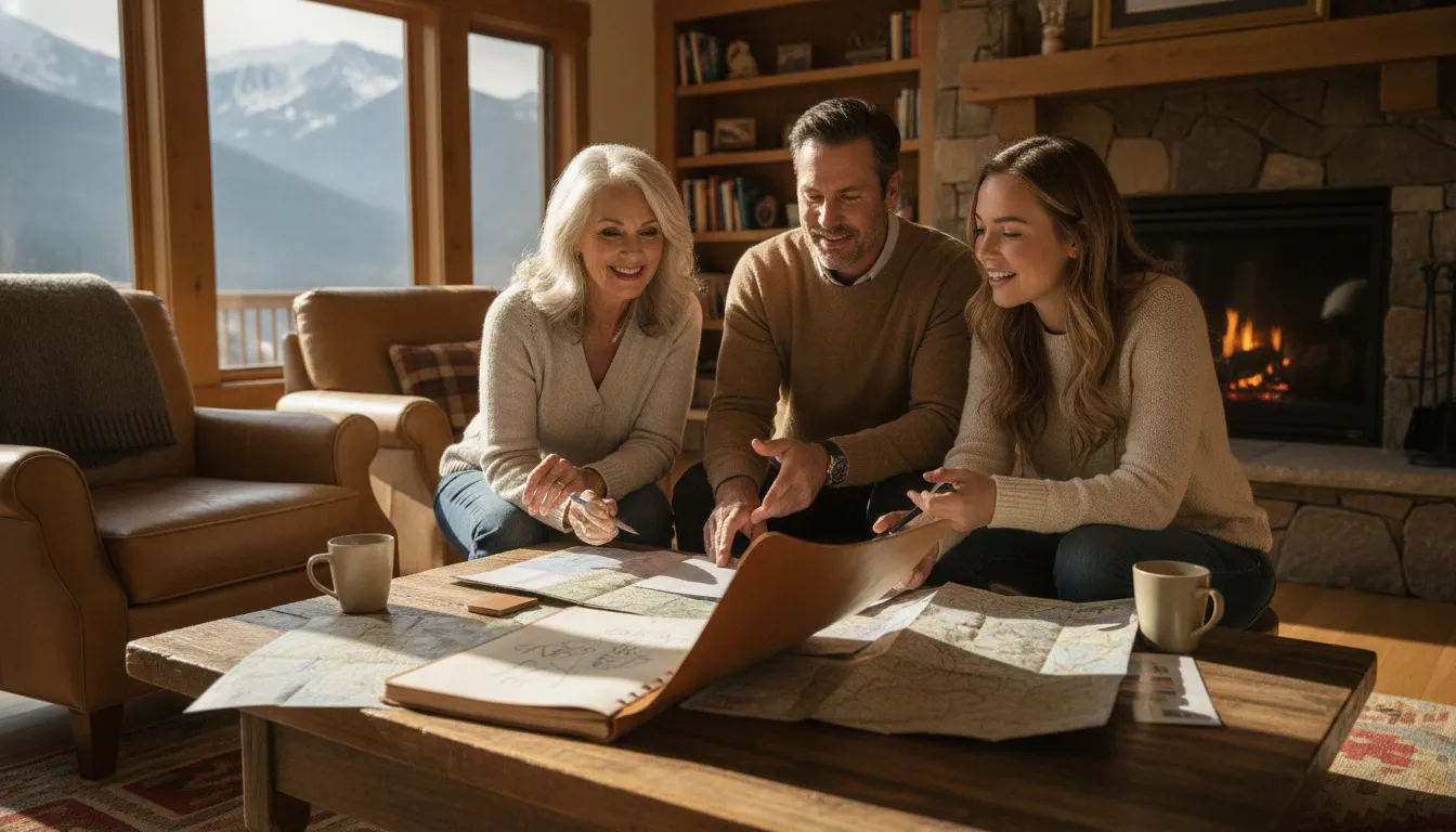 Multigenerational family planning time in a shared vacation home