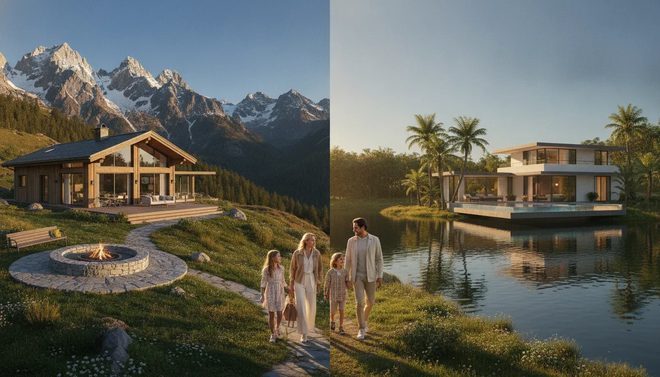 Mountain and lake vacation destinations being compared for family travel