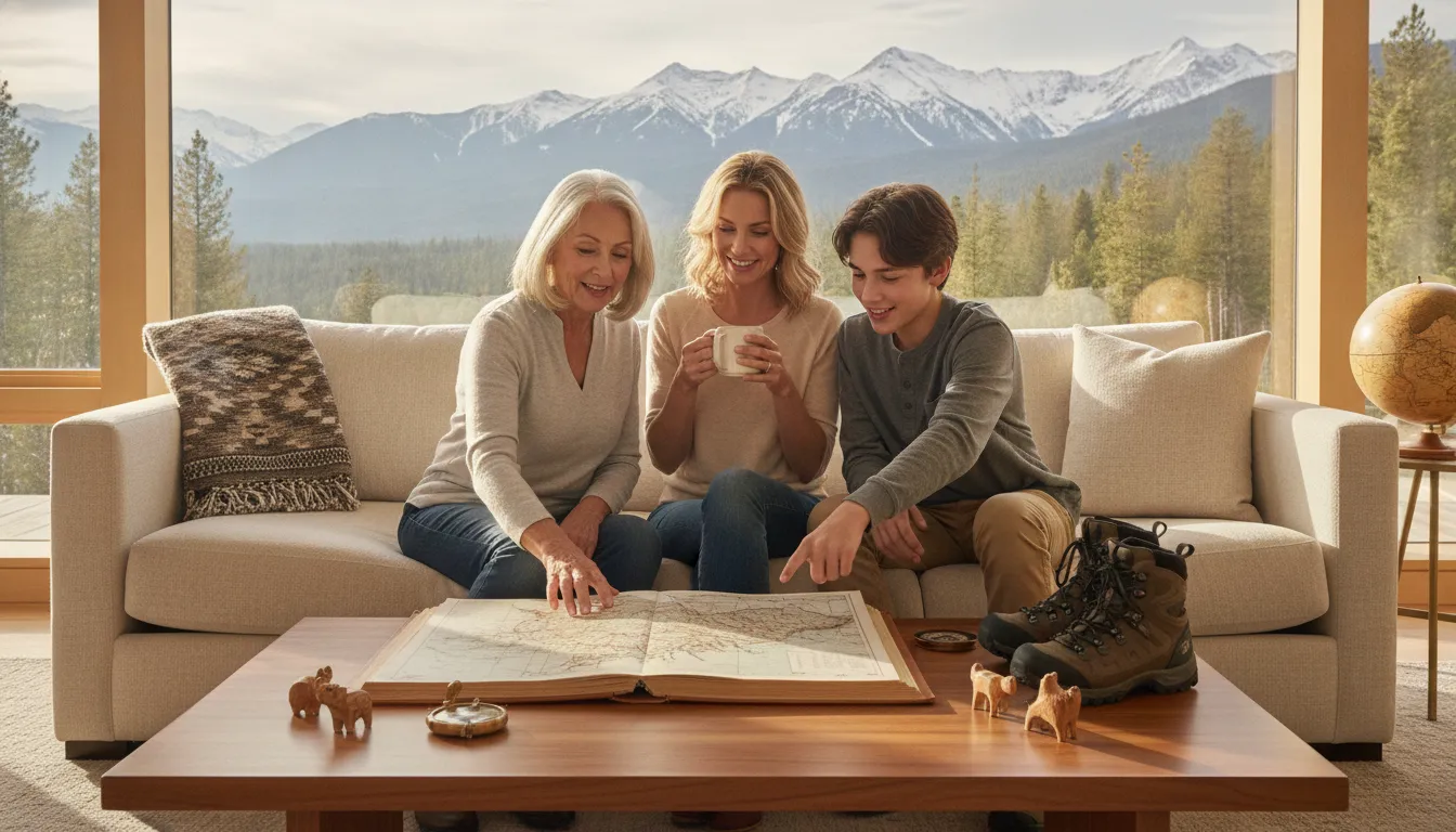 Multigenerational family planning time together at a vacation home