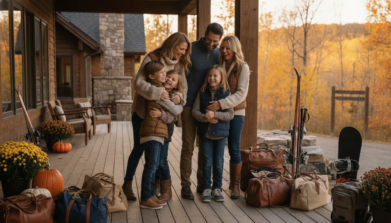 Families arriving for a shared seasonal vacation-home stay