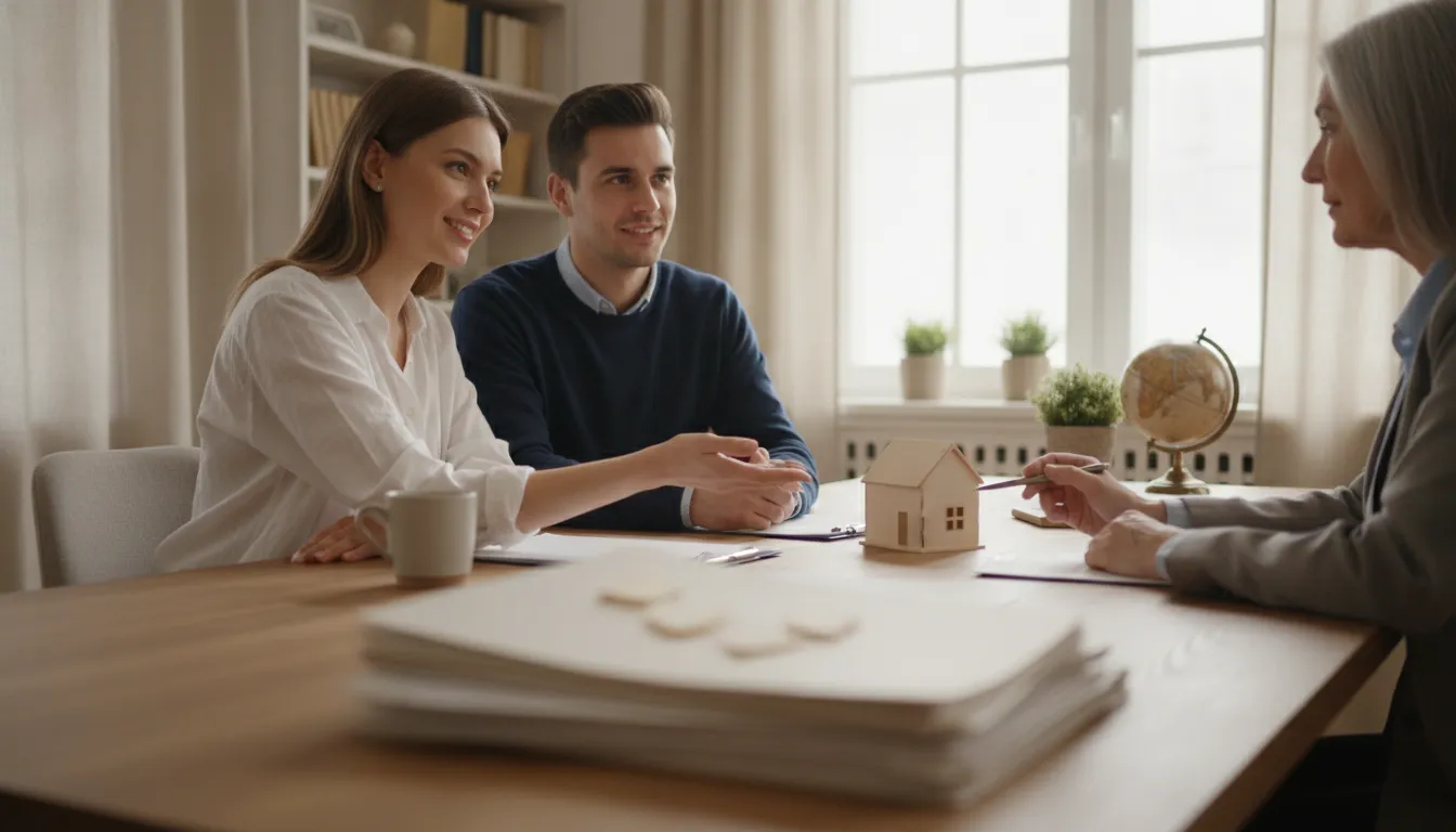 Homebuyer organizing mortgage application documents