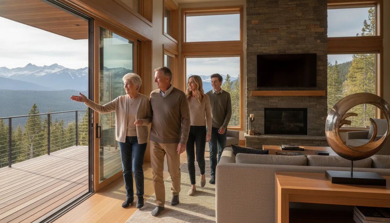 Family discussing the future of a vacation home