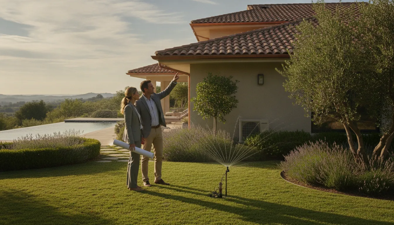 Professionally maintained vacation home exterior and surrounding grounds