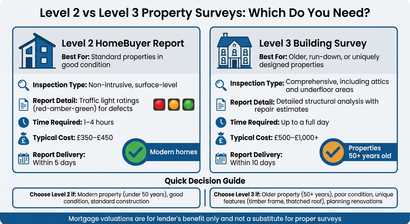 Level 2 vs Level 3 Property Survey Comparison Guide UK