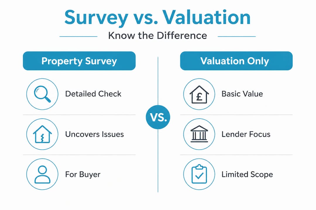 Comparison infographic: survey versus valuation