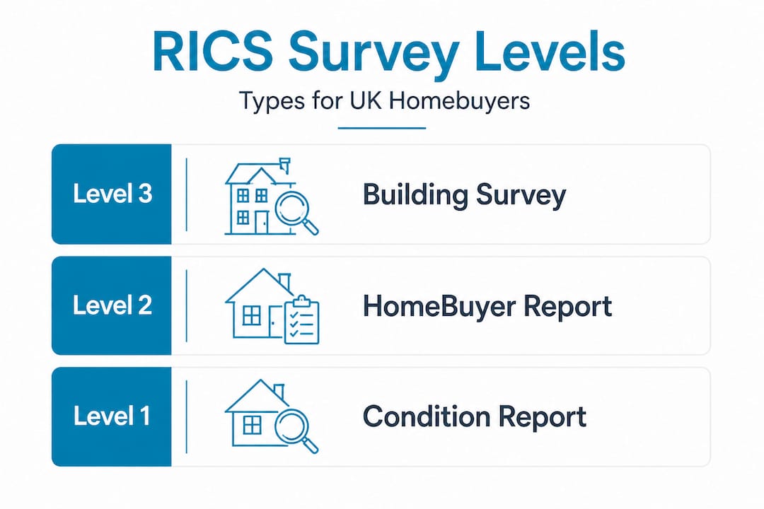 Hierarchy infographic showing RICS survey levels