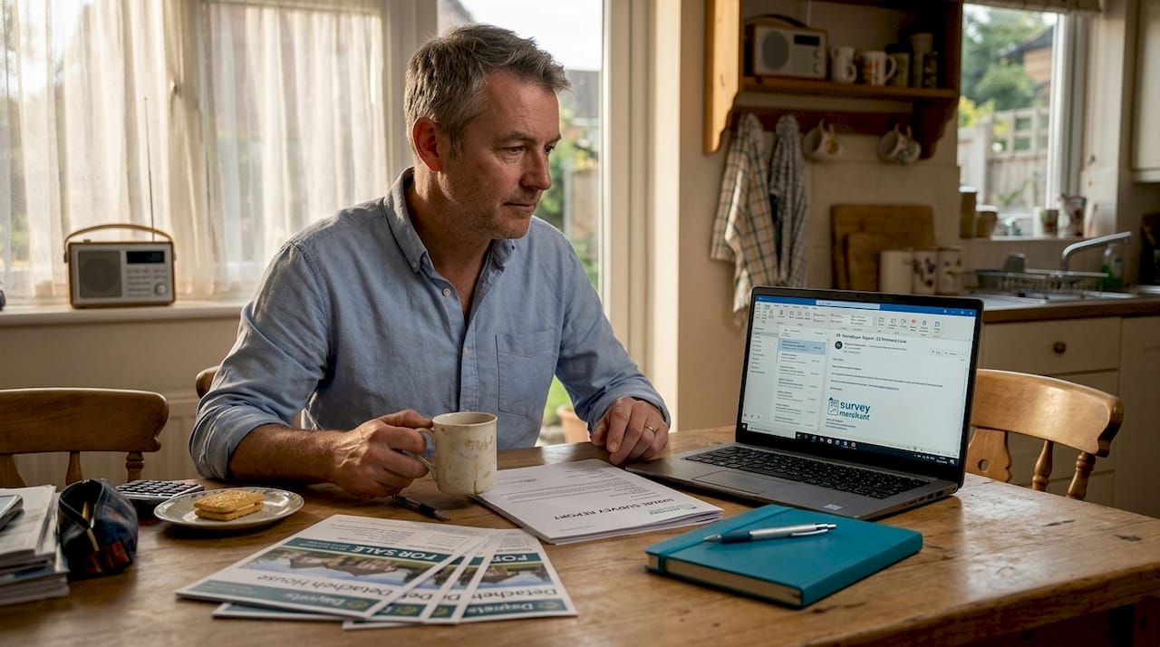 Homebuyer reviews survey report at kitchen table