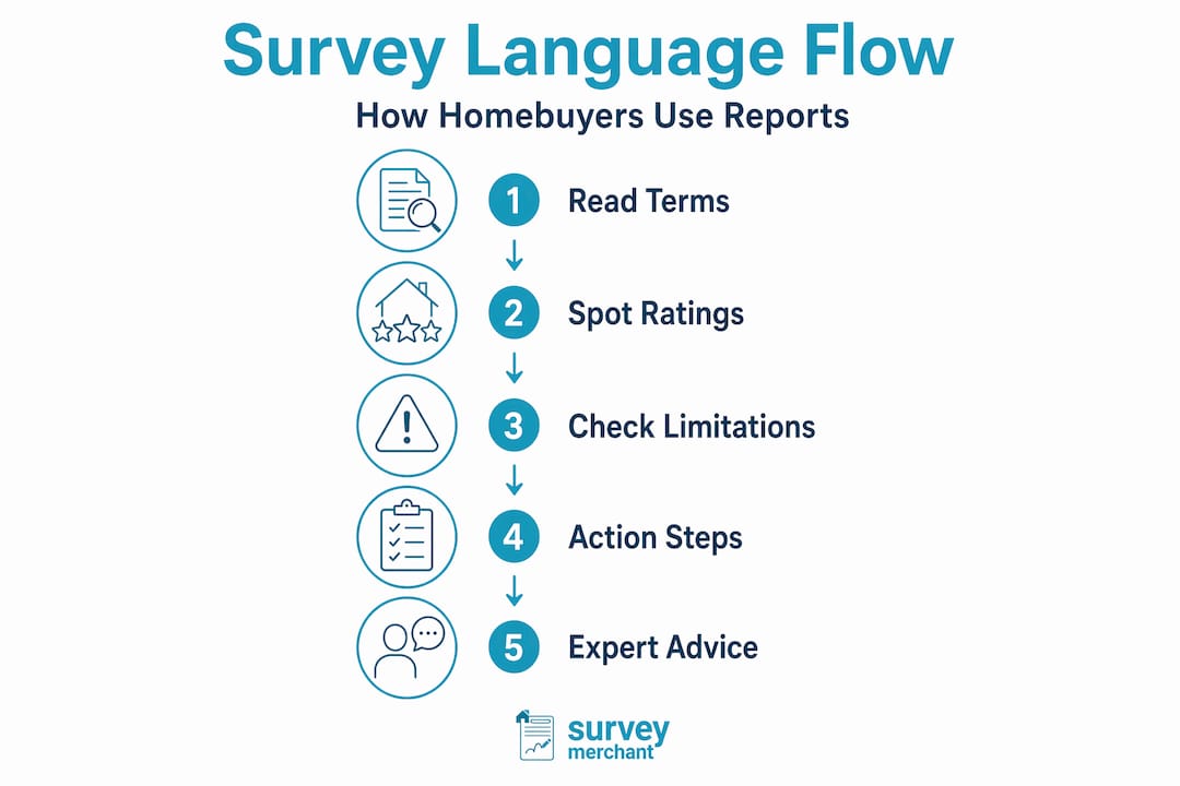 Infographic showing steps to read survey language