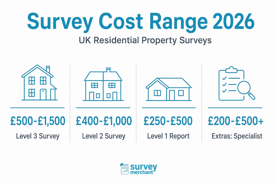 Infographic comparing UK building survey costs