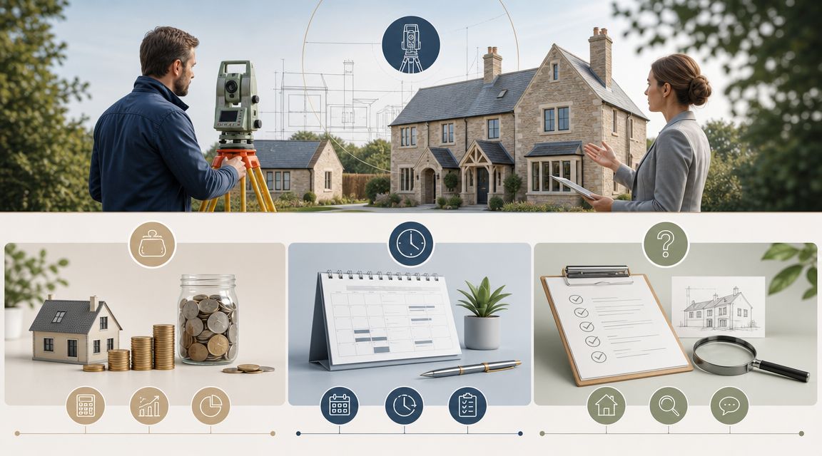 Professional surveyor and consultant analyzing a residential property for a formal real estate valuation and assessment.