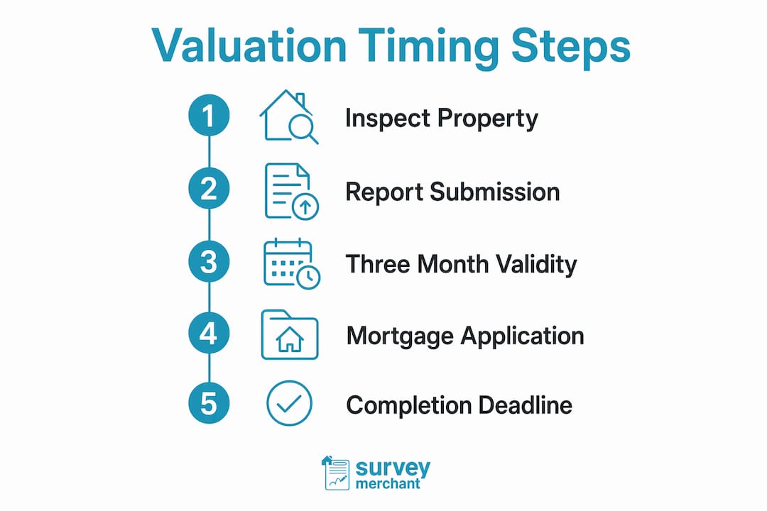 Infographic illustrating Help to Buy valuation timing steps